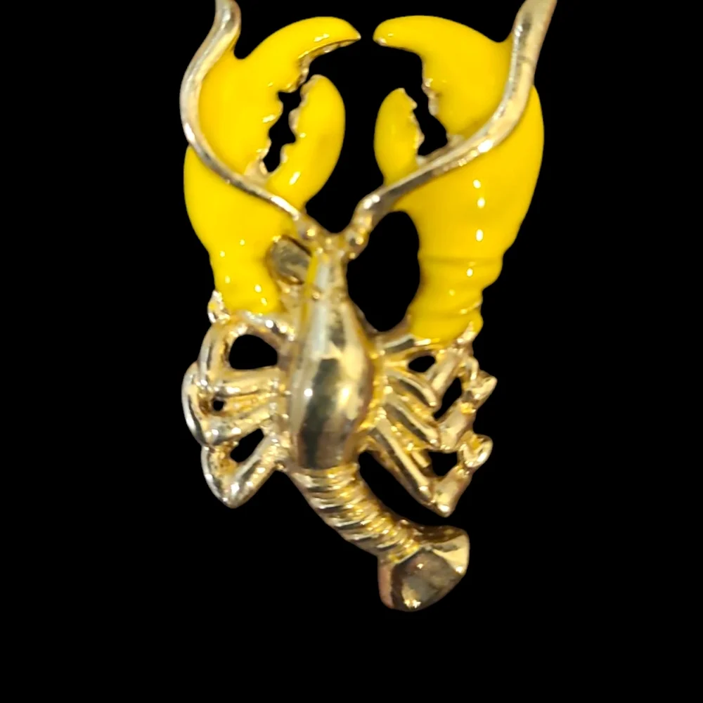 Gold and Yellow Abstract Brooch with Scorpion Design